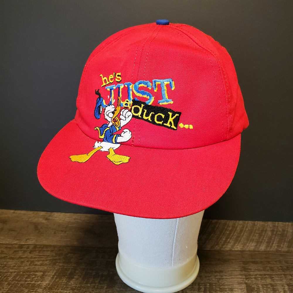 Vintage Donald Duck Red Adjustable Snapback Hat Embroidery